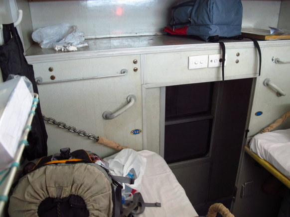 My berth (upper bed) and some room to store luggage