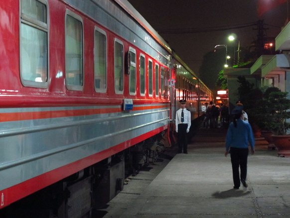 Boarding the train to the Chinese border at night
